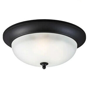 Seagull 7827403BLE-12 3-Light Outdoor Ceiling Flush Mount Black Modern